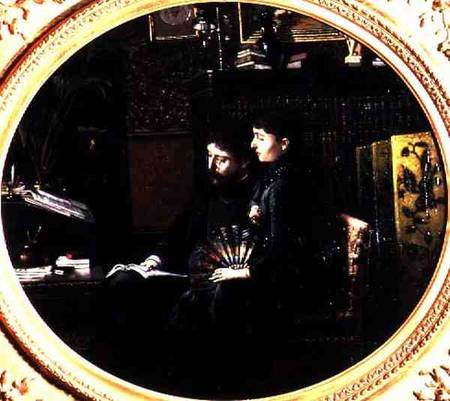 Alphonse Daudet (1840-97) and his Wife in their Study von Louis Montegut