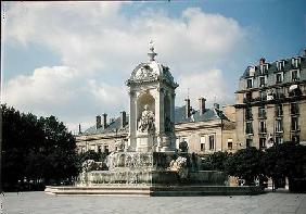 View of the Fontaine des Quatre-Eveques, Place Saint-Sulpice built in 1