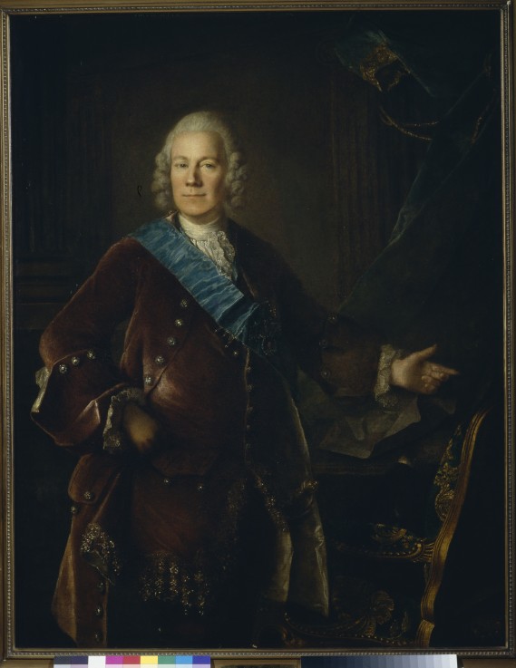 Porträt von Alexei Petrowitsch Graf Bestuschew-Rjumin (1693-1766) von Louis Tocqué