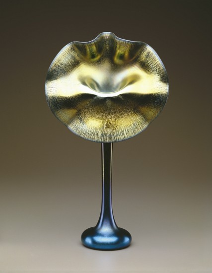 Blue and gold favrile 'Jack-in-the-Pulpit' vase von Louis Comfort Tiffany