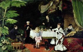 The Luncheon in the Conservatory, 1877 (oil on canvas) 1863