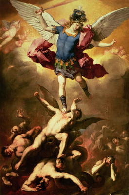 Archangel Michael overthrows the rebel angel, c.1660-65 von Luca Giordano