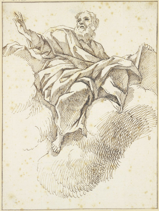 Prophet mit Buch auf Wolken schwebend von Luca Giordano