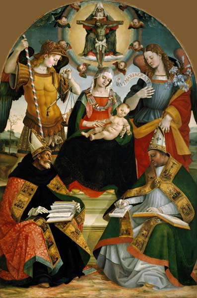 Maria mit Kind,  Dreifalt von Luca Signorelli