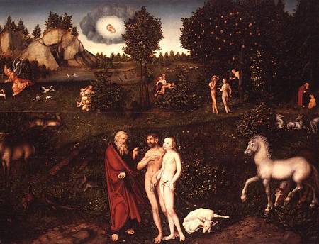 Adam and Eve in the Garden of Eden von Lucas Cranach d. Ä.