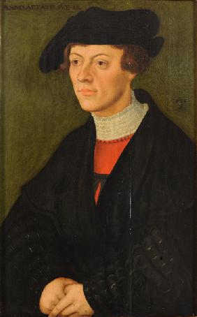 Bildnis eines 19-jährigen jungen Mannes in schwarzer Kleidung 1532