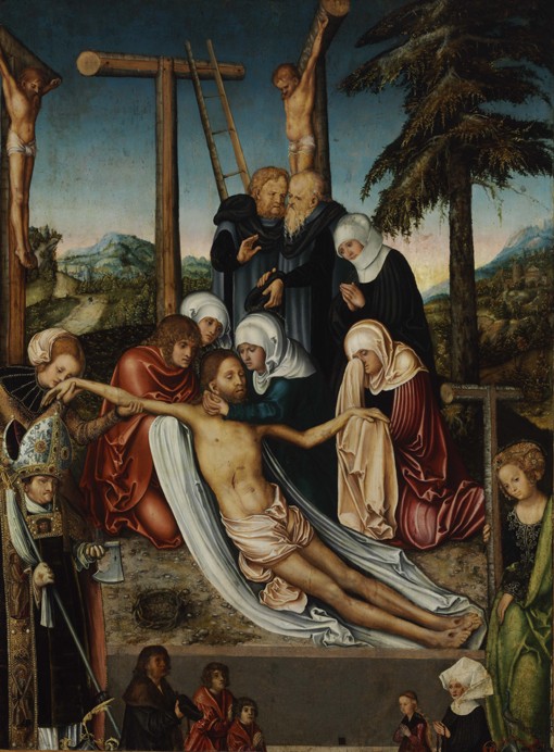 Die Beweinung Christi mit Heiligen Wolfgang und Helena von Lucas Cranach d. Ä.