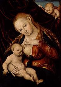 Madonna, dem Christkind die Brust reichend. von Lucas Cranach d. Ä.
