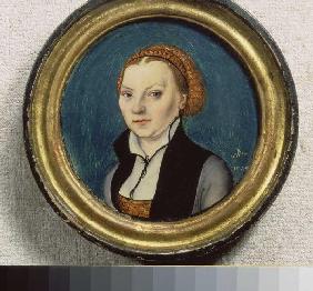 Bildnis der Katharina von Bora, der Gemahlin Martin Luthers. 1525