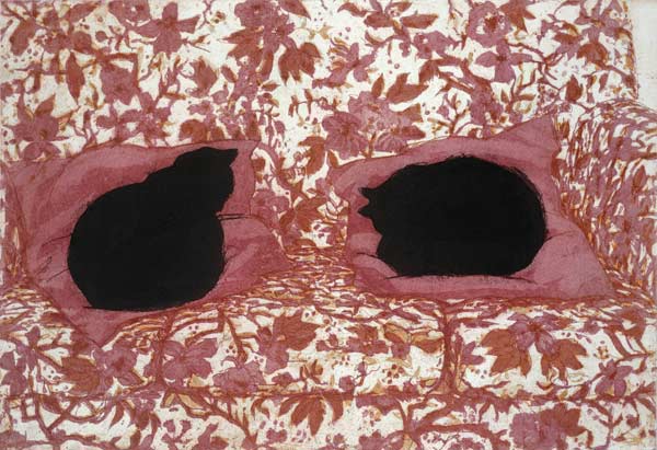 Cats, 1988 (etching on paper)  von Lucy Willis