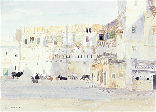 Evening at the Palace, Bhuj, 1999 (w/c on paper)  von Lucy Willis