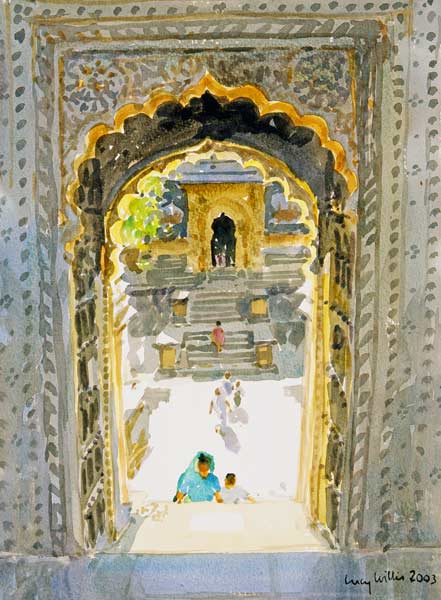 The Maheshwar Temple, 2003 (w/c on paper)  von Lucy Willis