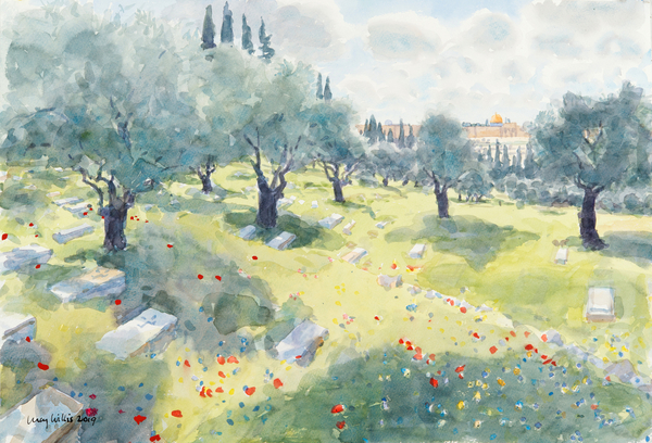 The Olive Grove (Temple Mount from The Kidron Valley, Jerusalem) von Lucy Willis