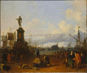 Ansicht des Amsterdamer Hafens an dem IJ