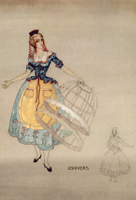 Costume Design for the opera ''The Marriage of Figaro'', by Wolfgang Amadeus Mozart (1756-91) von Ludovico Sievert