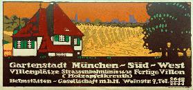 Gartenstadt München-Süd-West / Villenplätze / Straßenbahnlinie 16/18 / Fertige Villen (Holzapfelkreu 1910