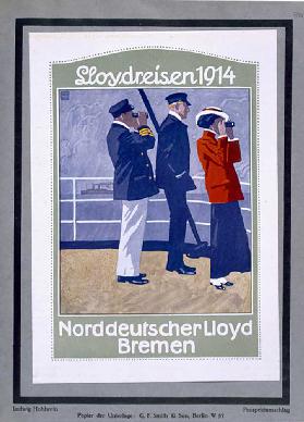 Plakat mit Kreuzfahrtschiffdeck, 1914 1914