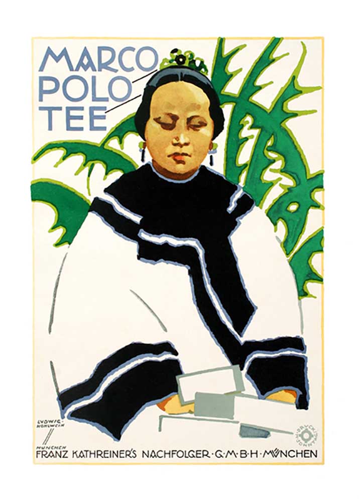Plakatwerbung Marco Polo Tea, um 1926 von Ludwig Hohlwein