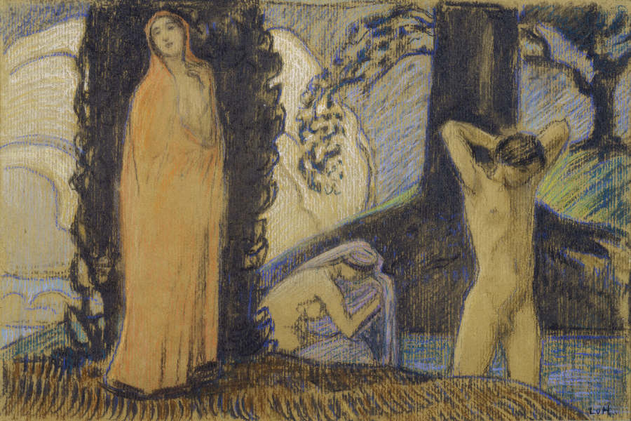 Zwei Frauen und ein Jüngling im Bade von Ludwig von Hofmann