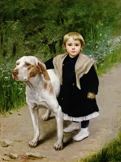 Young Child and a Big Dog von Luigi Toro
