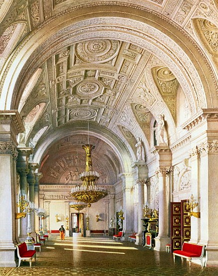 View of the White Hall in the Winter Palace in St. Petersburg von Luigi (Ludwig Osipovich) Premazzi