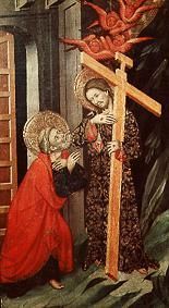 Jesus erscheint dem hl. Petrus. Tafel des Petrus-Altars aus Tarrassa. von Luis Borrassá
