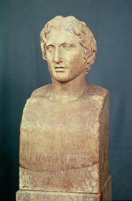 Portrait bust of Alexander the Great (356-323 BC) known as the Azara herm, Greek replica of 4th cent 1803