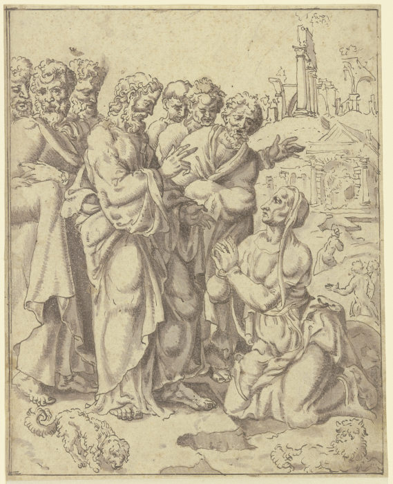 Christus und die blutflüssige Frau von Maarten van Heemskerck