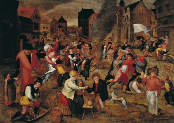 The Fires of St. Martin (oil on panel) von Maerten van Cleve