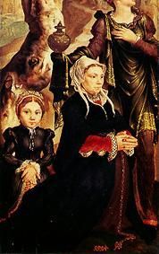 Betende Frau und Kind. Detail aus der rechte Tafelafel des Triptychons Kalvarienberg von Maerten van Heemskerck