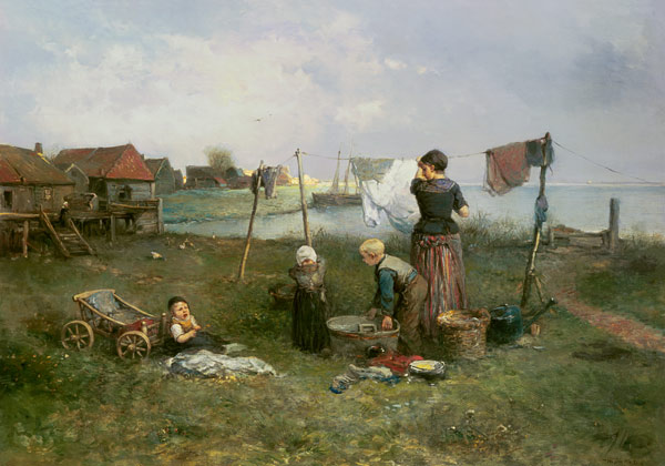 Beim Wäscheaufhängen von Mari Johann M.Henri Ten Kate