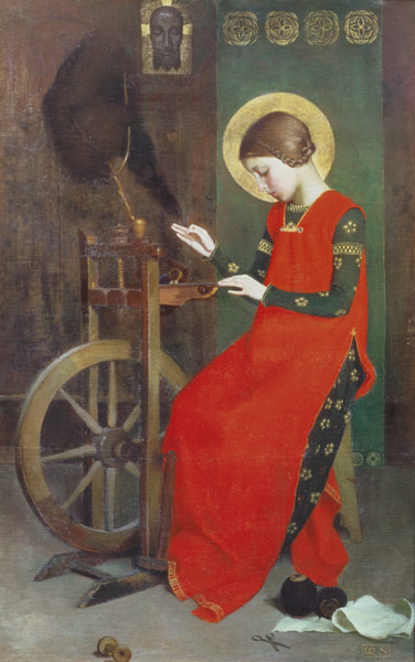 St. Elisabeth von Ungarn spinnen Wolle für die Armen von Marianne Stokes