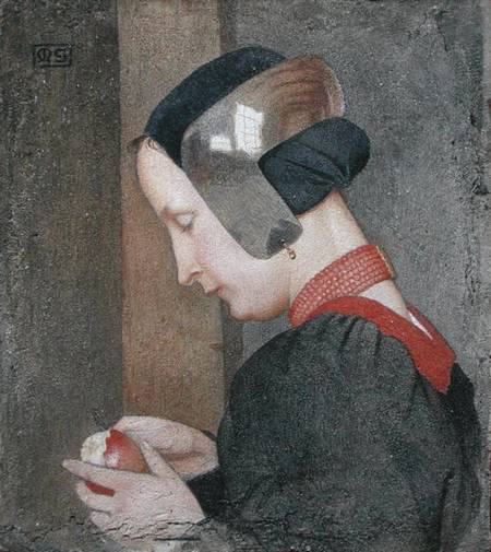 Portrait of a Lady Peeling an Apple von Marianne Stokes