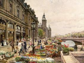 Blumenstände an der Seine in Paris.