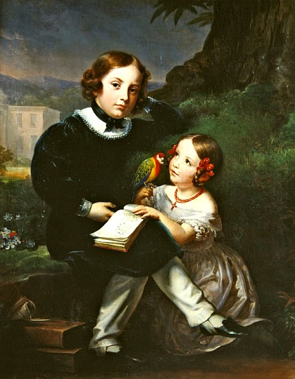 Portrait of the children of Pierre-Jean David d''Angers von Marie Eleonore Godefroid