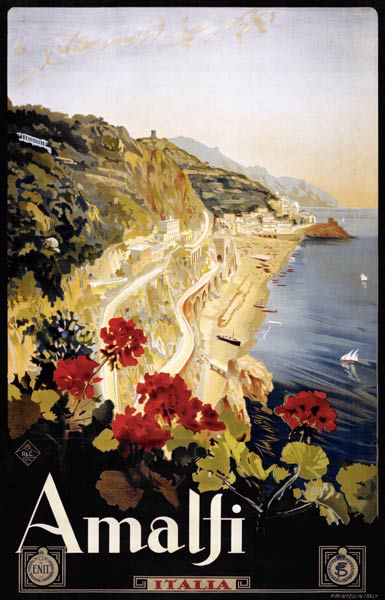 Amalfi Coast Travel Poster von Mario Borgoni