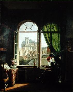 View of Saint-Eustache Church from a House on Rue Platriere or, The Artist's Interior c.1810