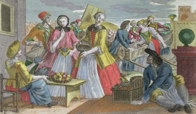 The Fruit Market (coloured engraving) von Martin Engelbrecht