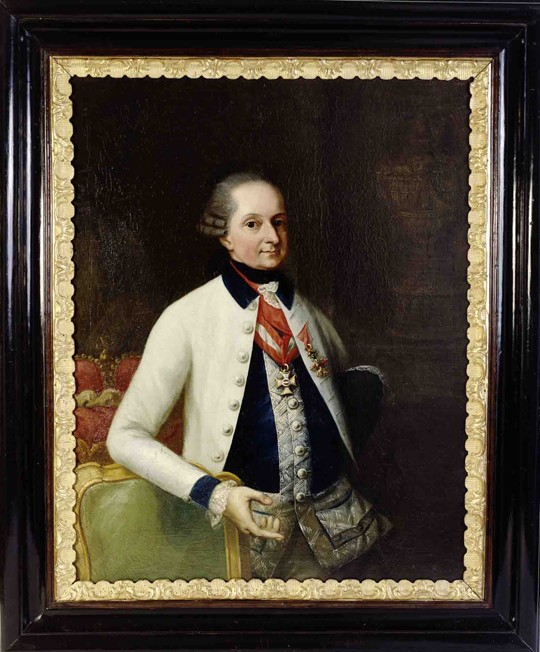 Fürst Nikolaus I. Joseph Esterházy de Galantha (1714-1790) in der ungarischen Uniform seines Regimen von Martin Knoller