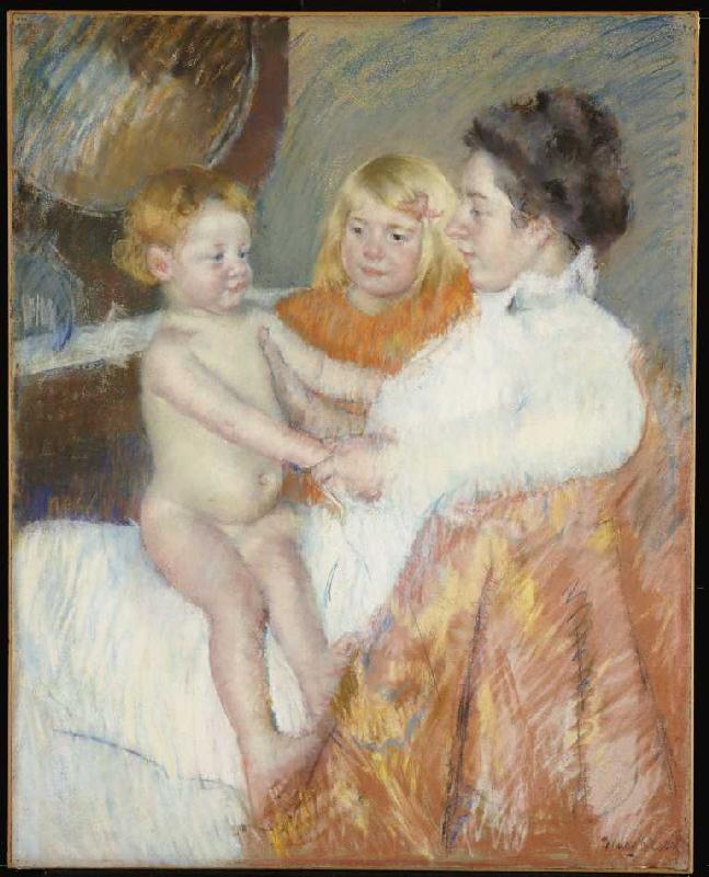 Mutter mit Sara und dem Schwesterchen von Mary Stevenson Cassatt