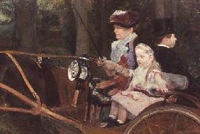 A woman and child in the driving seat 1881