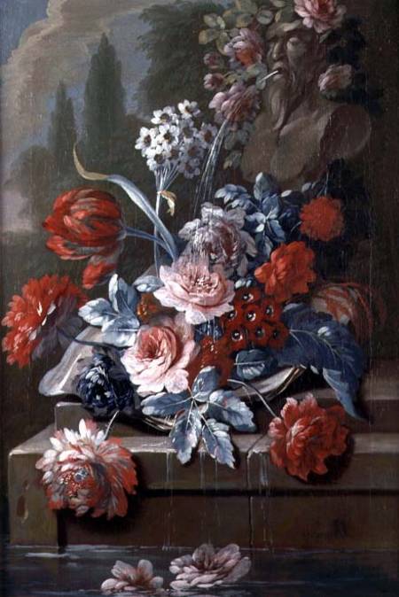Still Life of Flowers by a Fountain  (pair of 121413) von Mary Moser