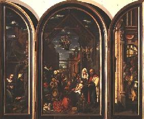 Triptych, depicting the Adoration of the Magi (centre), the Nativity (left) and the Circumcision (ri c.1512