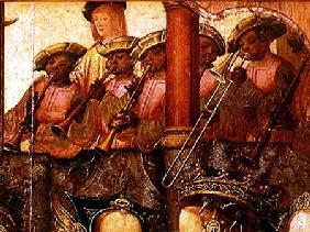 The Engagement of St. Ursula and Prince Etherius, detail of the black musicians c.1520