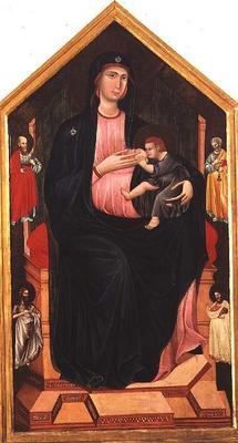 Madonna and Child with Saints (tempera on panel) 17th