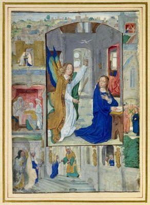 Anunciation, from a book of Hours (vellum) von Master of the Book of the Prayers