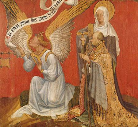 Panel from a diptych depicting the Angel of the Annunciation, the Donor and a Female Saint, possibly von Master of the Rohan Hours