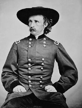 Portrait of General A. Custer (1839-1876) (b/w photo) 19th