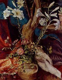 Stuppacher Madonna. Detail: Weiße Lilien