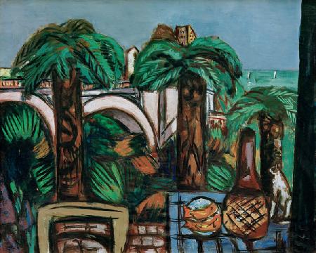 Landschaft mit drei Palmen. Beaulieu 1947